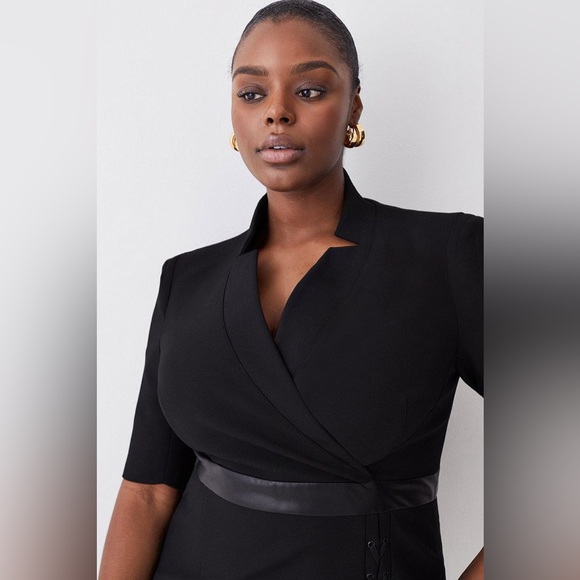 Karen Millen Plus Size Structured Crepe Lace Up Forever Midi Dress Size - Picture 8 of 8